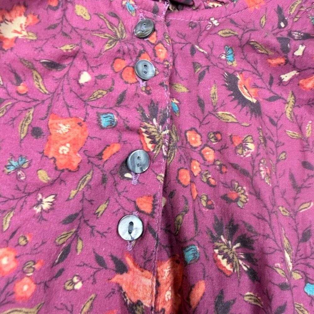 Sundance Plum Floral Ruffle-Neck Blouse - Picture 3 of 9